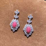 3.08Carat Queen Conch Pearl & White Diamond Earrings, 18K White Gold Earrings, Strombus Gigas, Flamed Pink Pearl, SKU: 461 Etsy