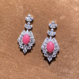 3.08Carat Queen Conch Pearl & White Diamond Earrings, 18K White Gold Earrings, Strombus Gigas, Flamed Pink Pearl, SKU: 461 Etsy