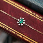 Natural Emerald 9k Yellow Gold Bracelet - Elegant Gemstone Etsy
