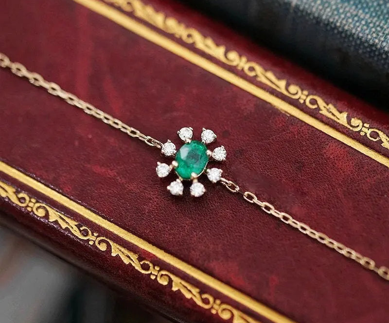 Natural Emerald 9k Yellow Gold Bracelet - Elegant Gemstone Etsy