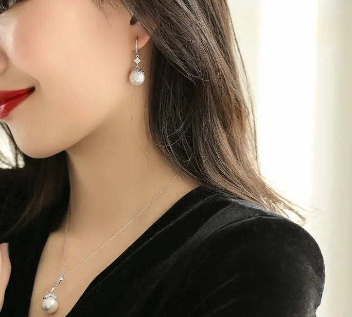 12mm High Luster Freshwater Pearl Drop Earrings - Silver 925 Etsy