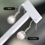 12mm High Luster Freshwater Pearl Drop Earrings - Silver 925 Etsy