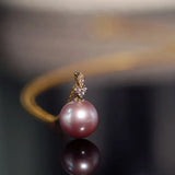 12mm High Luster Purple Rose Tone Pearl Necklace, 18k Solid Yellow Gold Handmade Necklace, Anniversary Gift Idea, Gift for Her Etsy