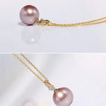 12mm High Luster Purple Rose Tone Pearl Necklace, 18k Solid Yellow Gold Handmade Necklace, Anniversary Gift Idea, Gift for Her Etsy