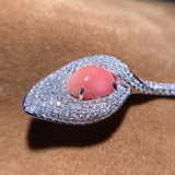 5.37Carat Queen Conch Pearl & White Diamond Brooch, Calla Lily Brooch 18K White Gold Flower Brooch, Strombus Gigas, Flamed Pink Pearl Etsy