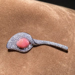 5.37Carat Queen Conch Pearl & White Diamond Brooch, Calla Lily Brooch 18K White Gold Flower Brooch, Strombus Gigas, Flamed Pink Pearl Etsy