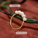 Akoya Pearl Ring - 18K Yellow Gold Beaded Jewelry Etsy