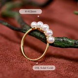 Akoya Pearl Ring - 18K Yellow Gold Beaded Jewelry Etsy