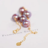 18k Yellow Gold 8.5mm Natural High Luster Purple Pearl, Beaded Pearl Handmade Bracelets, Rose Tone Pink Pearl Bracelets, Anniversary Gift Etsy