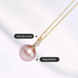 12mm High Luster Purple Rose Tone Pearl Necklace, 18k Solid Yellow Gold Handmade Necklace, Anniversary Gift Idea, Gift for Her Etsy