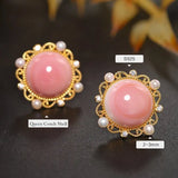 5A+ Natural Conch Pearl Shell & White Pearl Beaded Earrings, 24k Yellow Gold Plated Vermeil Earrings, Pink Pearl Earrings, Gift Idea for Her Etsy