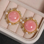 5A+ Natural Conch Pearl Shell & White Pearl Beaded Earrings, 24k Yellow Gold Plated Vermeil Earrings, Pink Pearl Earrings, Gift Idea for Her Etsy