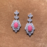 3.08Carat Queen Conch Pearl & White Diamond Earrings, 18K White Gold Earrings, Strombus Gigas, Flamed Pink Pearl, SKU: 461 Etsy