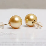 5A+ Natural Golden South Sea Pearl Earrings, 18K Solid Champagne Gold Golden Pearl Earring, Gift for Her, Seawater Pearl, Anniversary Gift Etsy