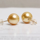 5A+ Natural Golden South Sea Pearl Earrings, 18K Solid Champagne Gold Golden Pearl Earring, Gift for Her, Seawater Pearl, Anniversary Gift Etsy