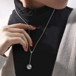 3A+ 14mm Freshwater Pearl Y-Necklace - Silver 925 Long Knitwear Necklace Etsy