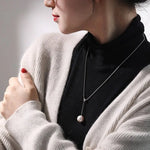 14mm Natural High Luster Pearl Y-Necklace, Silver 925 White Pearl Handmade Long Necklace, Knitwear Necklace, Anniversary Gift Idea for Her Etsy