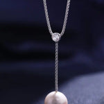 14mm Natural High Luster Pearl Y-Necklace, Silver 925 White Pearl Handmade Long Necklace, Knitwear Necklace, Anniversary Gift Idea for Her Etsy