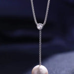 3A+ 14mm Freshwater Pearl Y-Necklace - Silver 925 Long Knitwear Necklace Etsy