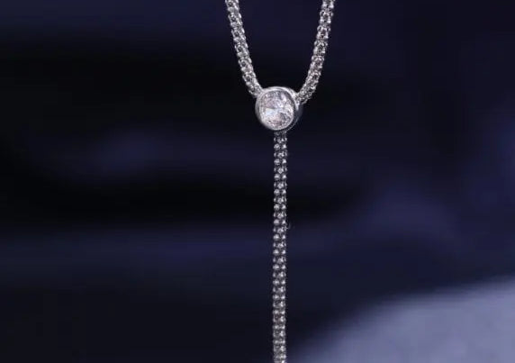 3A+ 14mm Freshwater Pearl Y-Necklace - Silver 925 Long Knitwear Necklace Etsy