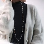 18K Yellow Gold & Natural High Luster Colorful Pearl Necklace, Handmade Necklace, White Purple Pearl Long Necklace Pearl Knitwear Necklace Etsy