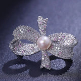 Cute Bear Brooch With Natural White Pearl, Alloy Handmade Pearl Brooch, Moissanite Brooch, Anniversary Gift Idea, Gift for Mom Etsy