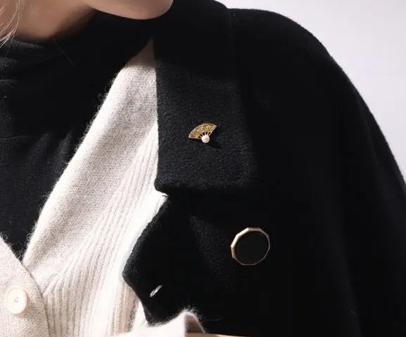 Fan Brooch With Natural White Pearl, Alloy Handmade Pearl Golden Carved Brooch, Moissanite Brooch, Anniversary Gift Idea, Gift for Mom Etsy