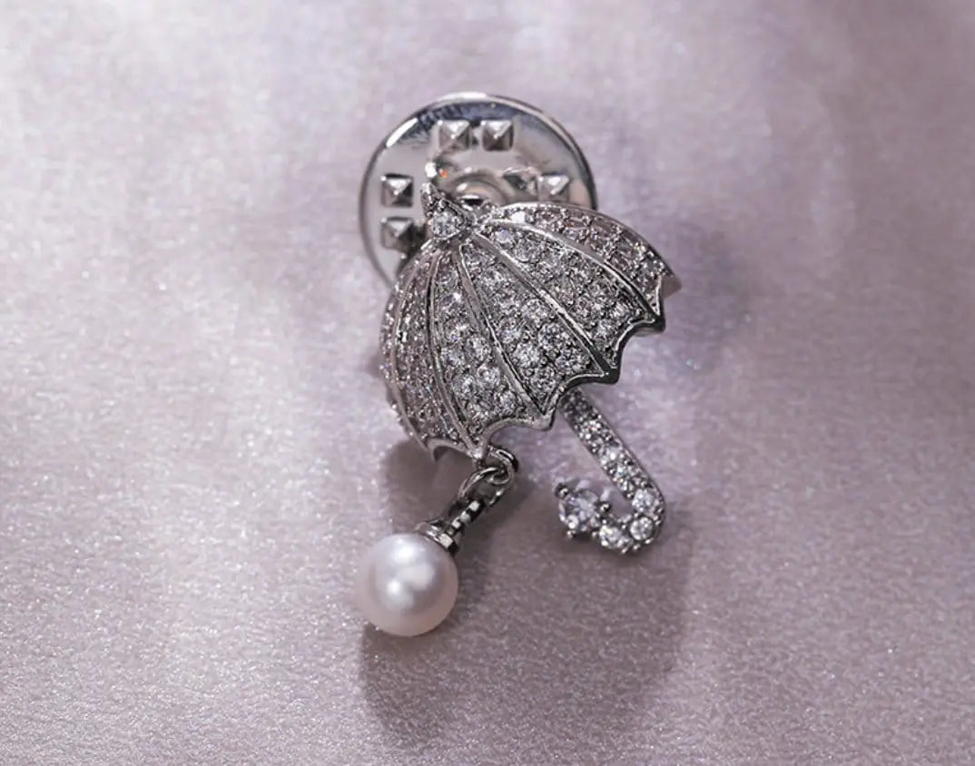 Fan Brooch With Natural White Pearl, Alloy Handmade Pearl Golden Carved Brooch, Moissanite Brooch, Anniversary Gift Idea, Gift for Mom Etsy