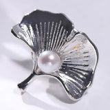 Fan Brooch With Natural White Pearl, Alloy Handmade Pearl Golden Carved Brooch, Moissanite Brooch, Anniversary Gift Idea, Gift for Mom Etsy