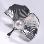 Ginkgo Brooch With Natural White Pearl, Alloy Handmade Pearl Flower Brooch, Moissanite Brooch, Anniversary Gift Idea, Gift for Mom Etsy