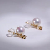 Natural High Luster White Pink Pearl Earrings, Handmade 18k Solid Yellow Gold 2 in 1 Earrings, Anniversary Gift Idea for Her Etsy