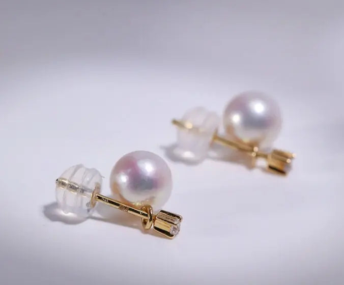 Natural High Luster White Pink Pearl Earrings, Handmade 18k Solid Yellow Gold 2 in 1 Earrings, Anniversary Gift Idea for Her Etsy