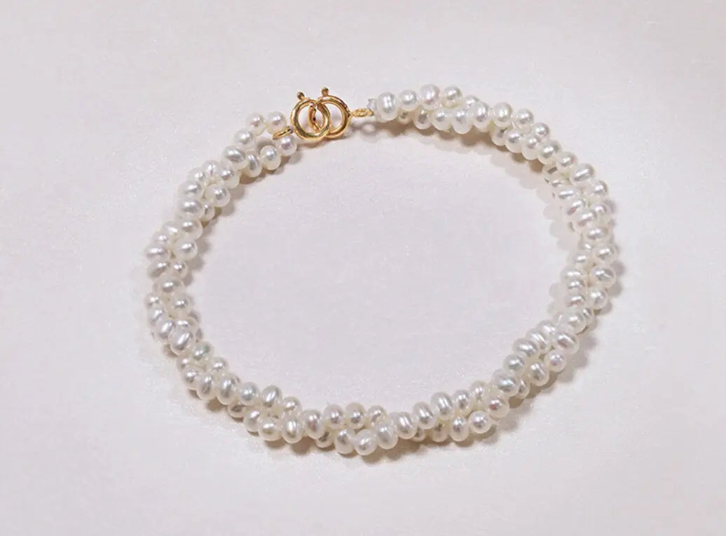 3mm Natural Akoya Baby Pearl Bracelets, Handmade 18k Solid Yellow Gold White Pink Baby Pearl Bracelets, Anniversary Gift Idea for Her Etsy
