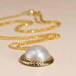 25mm Natural Mabe Pearl Necklace, 18k Solid Yellow Gold Handmade Carved Necklace, Akoya Pearl Earrings, Anniersary Gift for Mom Gift for Her Etsy