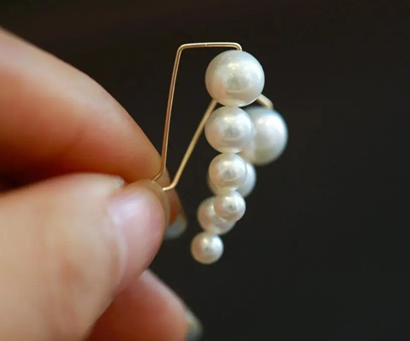 Grape Desgin Earrings, Natural High Luster White Pearl Earrings, 14k Gold Filled Handmade Earrings, Gift for Mom, Anniversary Gift Idea - LaCorserArtJewelry
