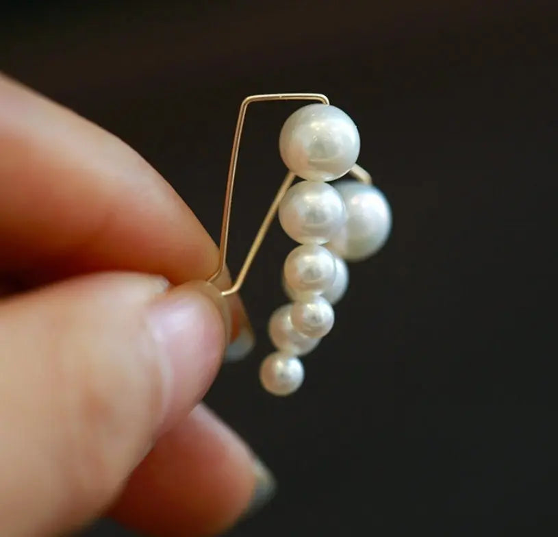 Grape Desgin Earrings, Natural High Luster White Pearl Earrings, 14k Gold Filled Handmade Earrings, Gift for Mom, Anniversary Gift Idea - LaCorserArtJewelry
