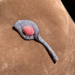 5.37Carat Queen Conch Pearl & White Diamond Brooch, Calla Lily Brooch 18K White Gold Flower Brooch, Strombus Gigas, Flamed Pink Pearl Etsy