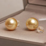 5A+ Natural Golden South Sea Pearl Earrings, 18K Solid Champagne Gold Golden Pearl Earring, Gift for Her, Seawater Pearl, Anniversary Gift Etsy