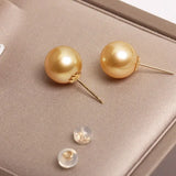 5A+ Natural Golden South Sea Pearl Earrings, 18K Solid Champagne Gold Golden Pearl Earring, Gift for Her, Seawater Pearl, Anniversary Gift Etsy
