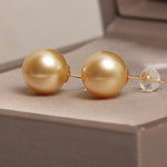 5A+ Natural Golden South Sea Pearl Earrings, 18K Solid Champagne Gold Golden Pearl Earring, Gift for Her, Seawater Pearl, Anniversary Gift Etsy