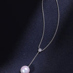 14mm Natural High Luster Pearl Y-Necklace, Silver 925 White Pearl Handmade Long Necklace, Knitwear Necklace, Anniversary Gift Idea for Her Etsy