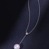 14mm Natural High Luster Pearl Y-Necklace, Silver 925 White Pearl Handmade Long Necklace, Knitwear Necklace, Anniversary Gift Idea for Her Etsy