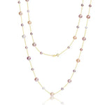 18K Yellow Gold & Natural High Luster Colorful Pearl Necklace, Handmade Necklace, White Purple Pearl Long Necklace Pearl Knitwear Necklace Etsy