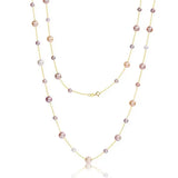 18K Yellow Gold & Natural High Luster Colorful Pearl Necklace, Handmade Necklace, White Purple Pearl Long Necklace Pearl Knitwear Necklace Etsy