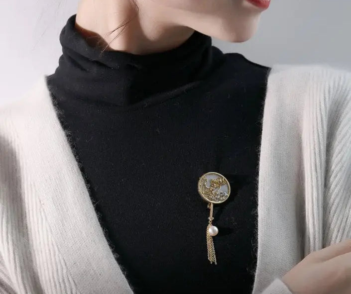 Natural White Pearl Brooch - 18K Gold Plated Etsy