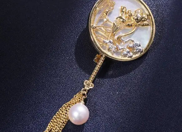 Natural White Pearl Brooch - 18K Gold Plated Etsy