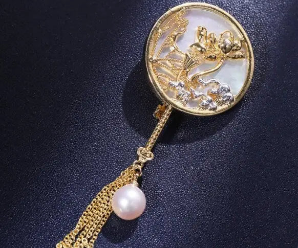 Natural White Pearl Brooch - 18K Gold Plated Etsy
