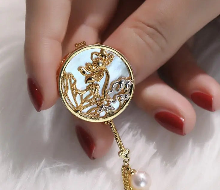 Natural White Pearl Brooch - 18K Gold Plated Etsy