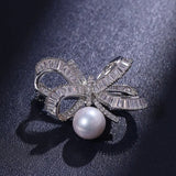 Bowknot Brooch With Natural White Pearl, Alloy Pearl Brooch, Moissanite Brooch Etsy