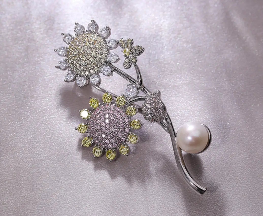 Cute Bear Brooch With Natural White Pearl, Alloy Handmade Pearl Brooch, Moissanite Brooch, Anniversary Gift Idea, Gift for Mom Etsy